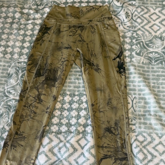 Alphalete Alphalux Pocket Leggings Tie Dye Cactus Green Brown Small - Picture 2 of 6
